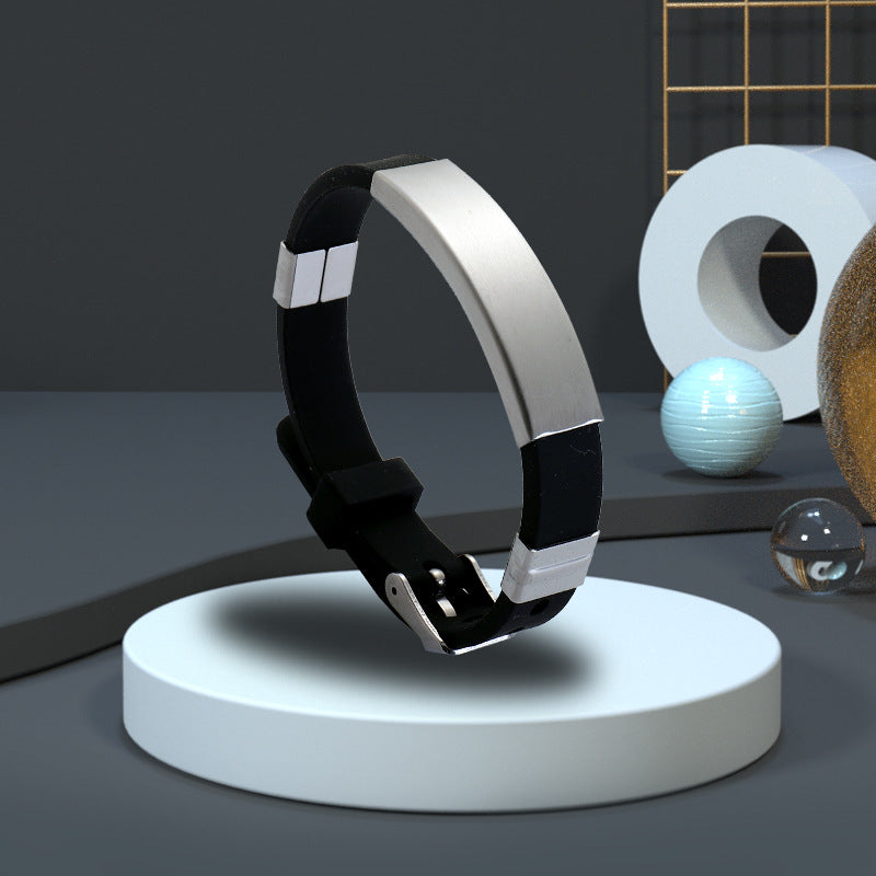 Simple Silicone Stainless Steel Glossy Can Bracelets
