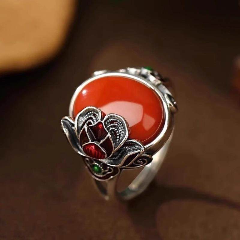 Female Niche Distressed Retro National Egg Noodle Opening Ring