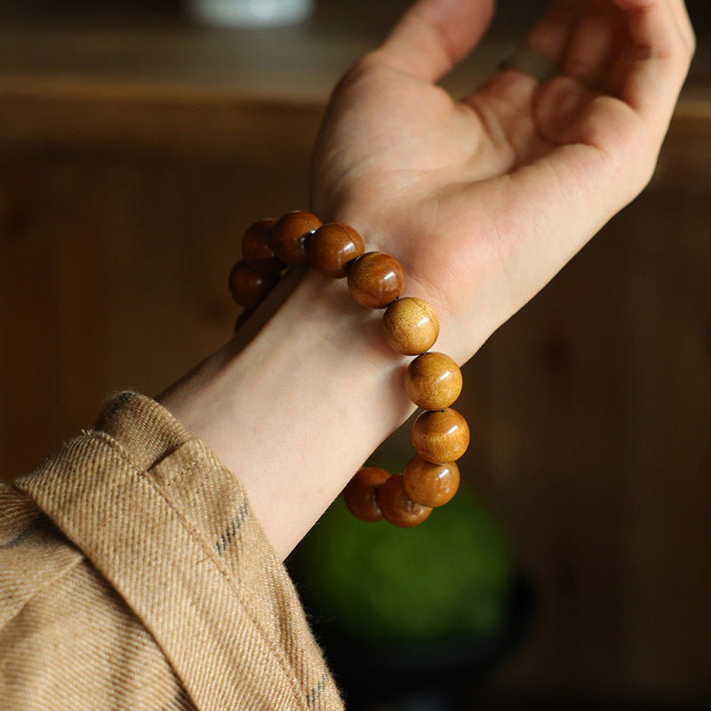 Men's S. Lee Natural Crafts Phoebe Gold Silk Water Ripple Wooden Bracelet