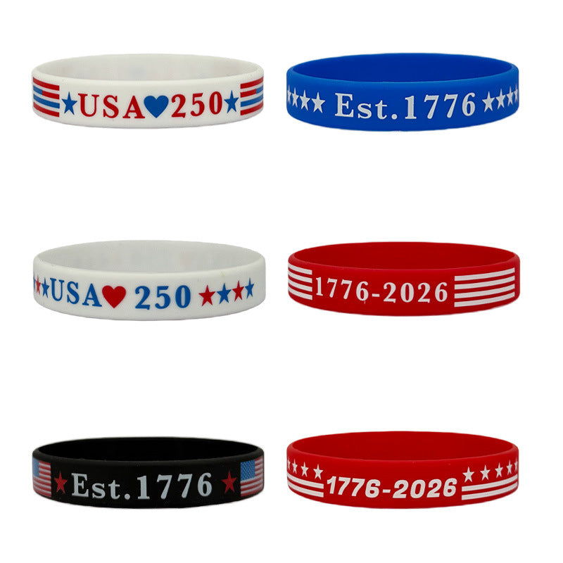 Day Silicone Patriotic Week Festival Commemorative Wrist Strap Colorful Bracelet