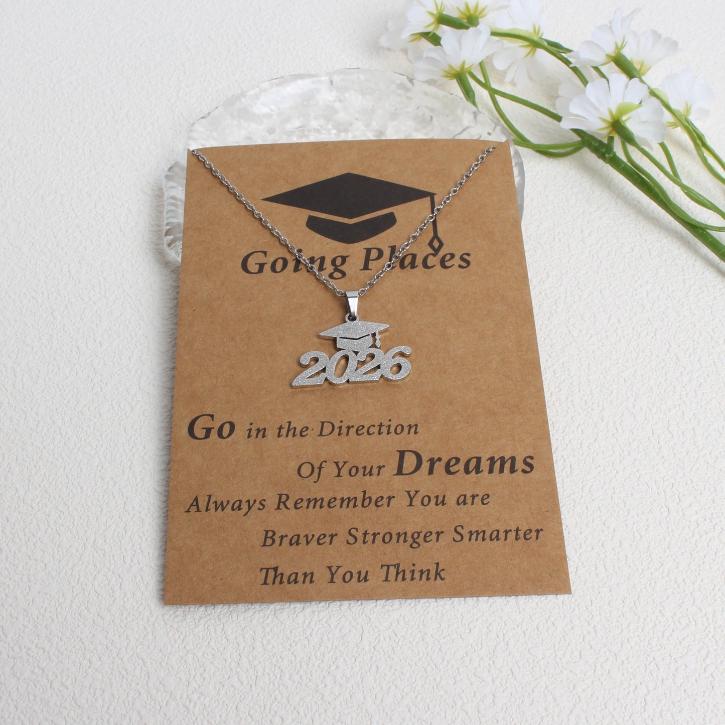 Creative Graduation Commemorative Gift Stainless Steel Frosted Dr. Jin Necklace