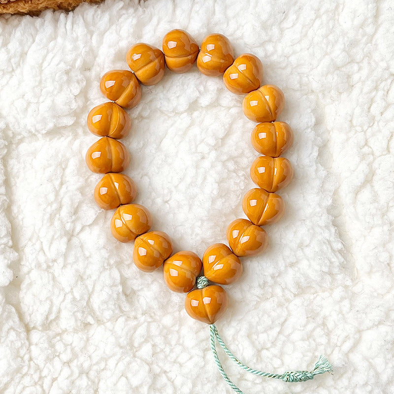 Large Size Ingot Fart Peach Monkey Head Design Ebony People Bracelet