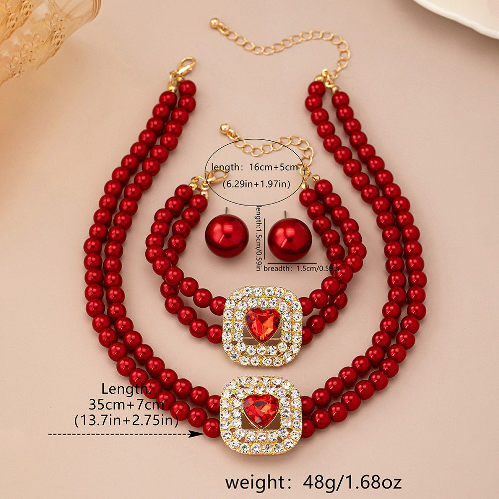 Women's Pearl For Temperamental Minority Design Love Jewelry Set