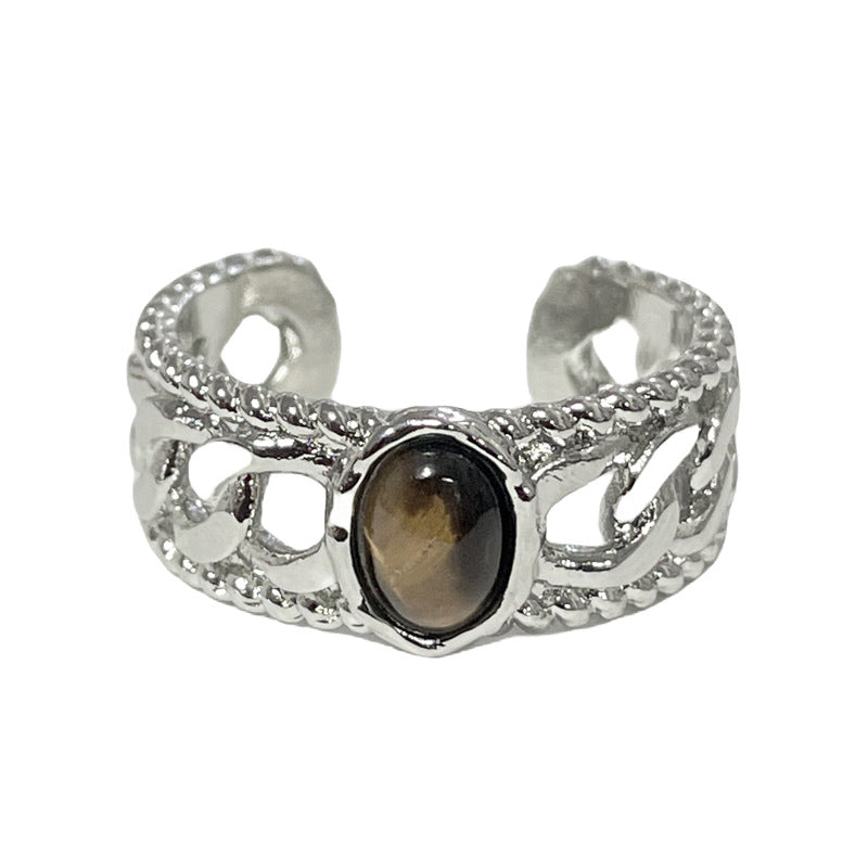 Women's Korean Tigereye Open Adjustable Design Retro Rings