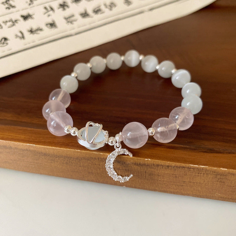 French Retro Smiley Face Bamboo Artificial Jade Personality Trendy Light Bracelets