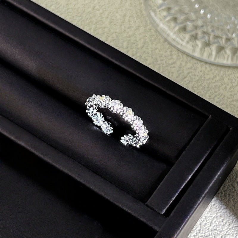 Sweet Style Niche Design Butterfly Flower Female Lace Hollow Out Ring