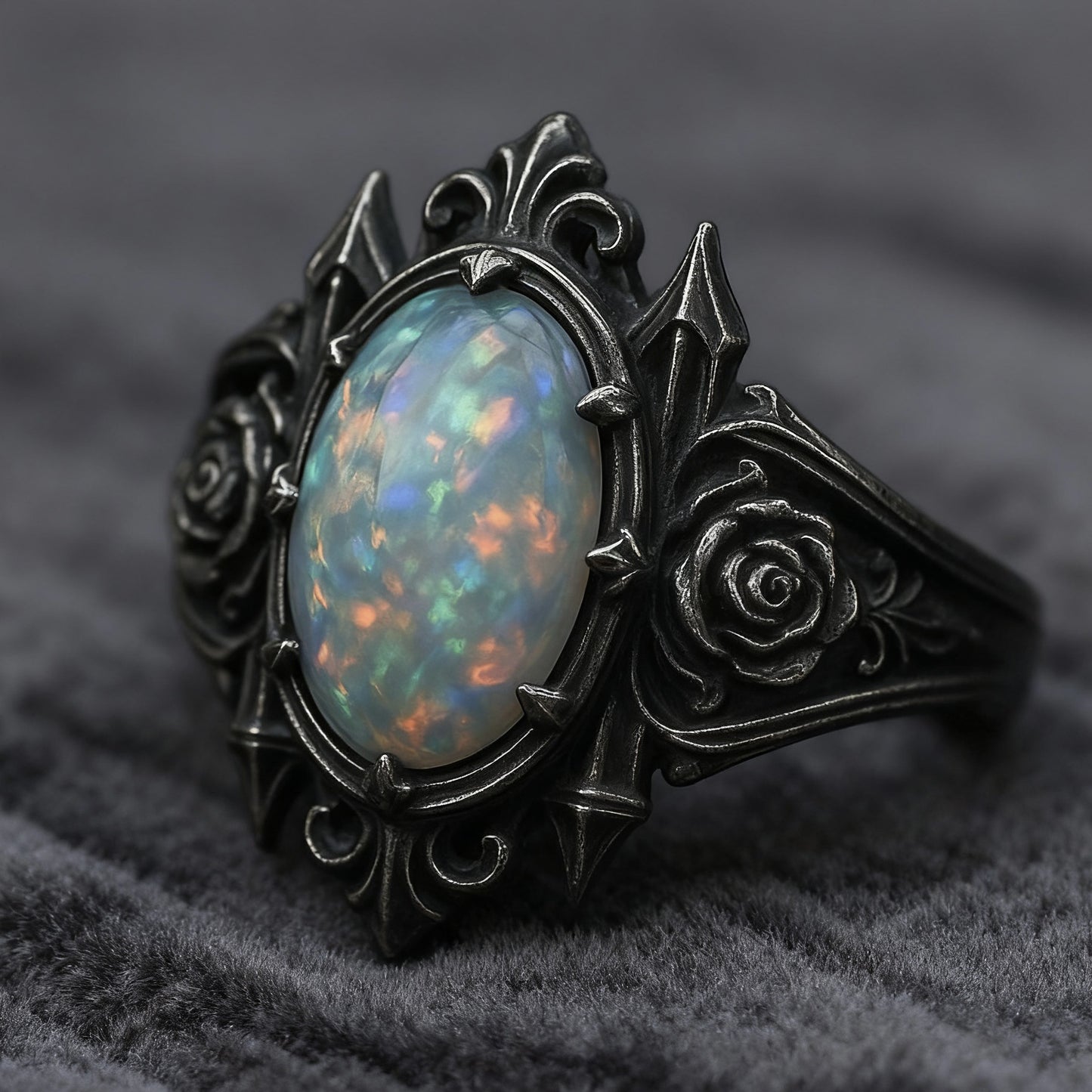 Cross Heart Rose Alloy Plating Antique Sier Ring