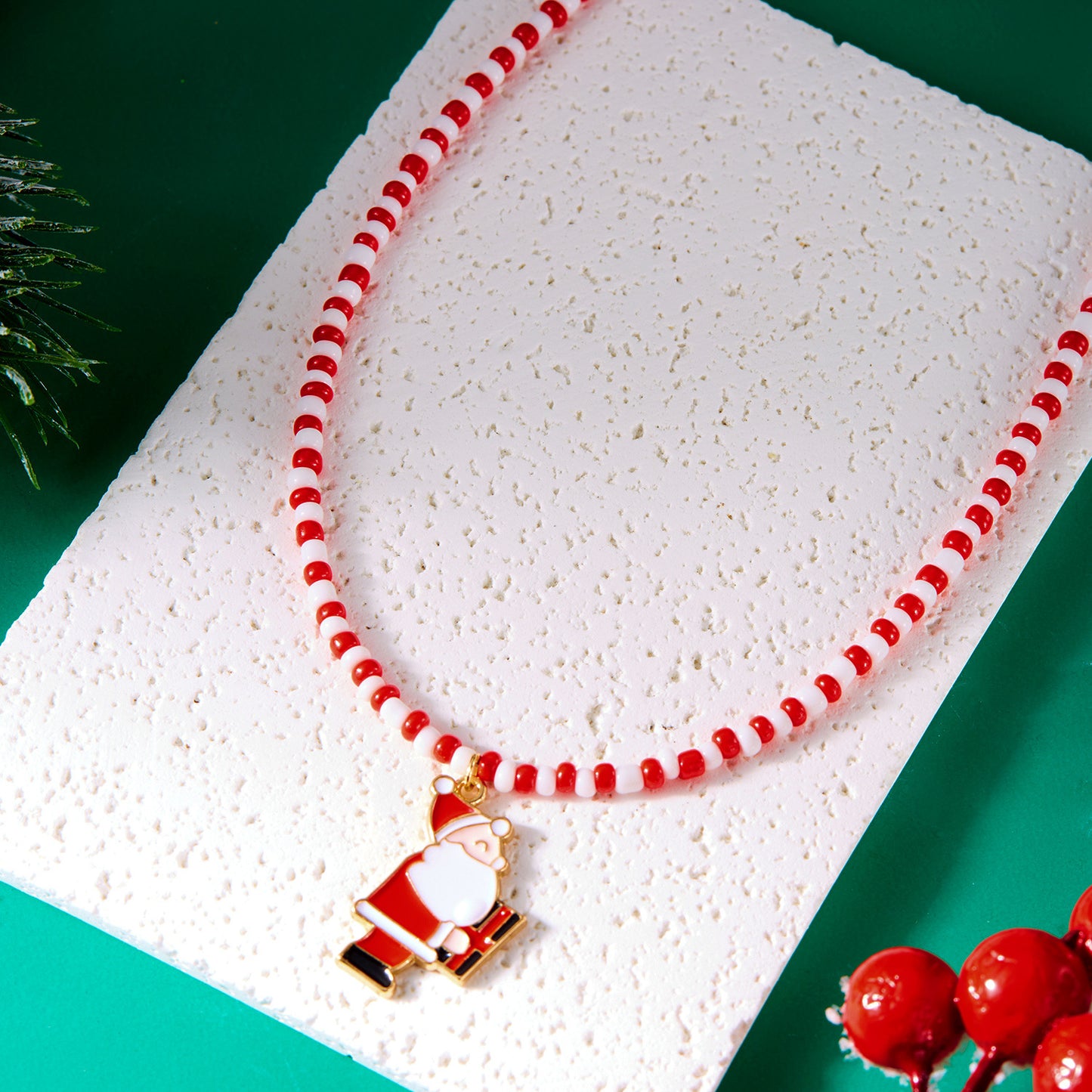 Christmas Colorful Bead Cute Cartoon Dripping Oil Necklaces