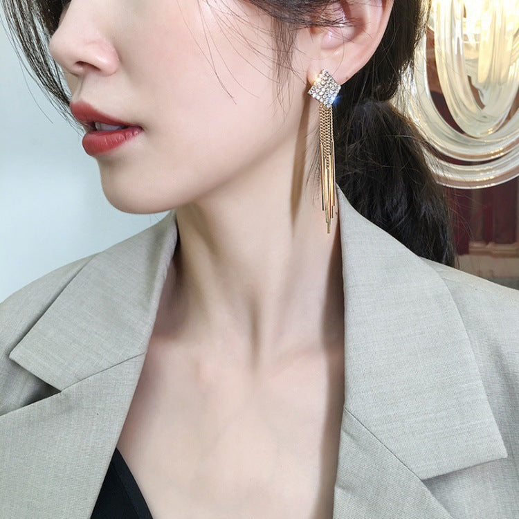 Needle Claw Chain Tassel Long Elegant High-grade Super Fairy Thin Earrings