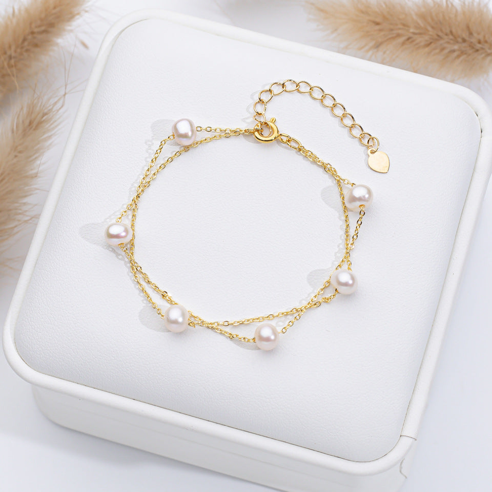 Freshwater Pearl Female Starry Sky Simple Design High Bracelet