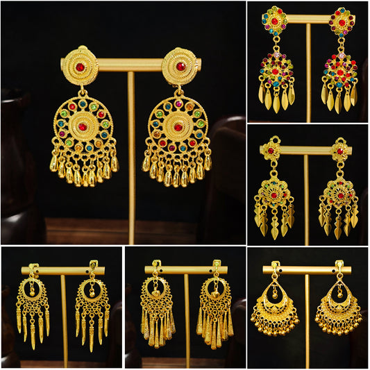 Long Water Drop Tassel Tourist Attractions Diamond Ears Earrings