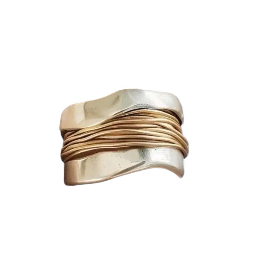 Women's & Men's Steel Wire Wide Face Personality Trendy Cool Ring
