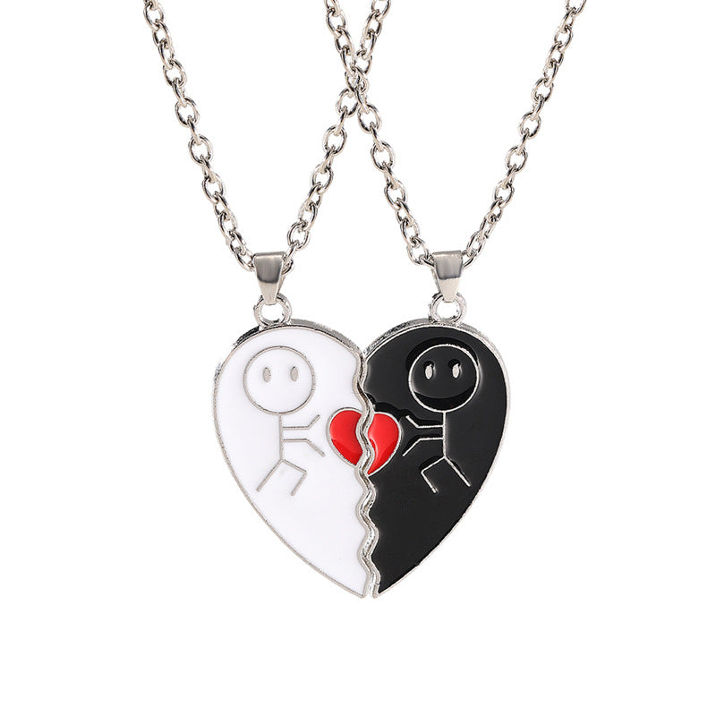 Personalized Stickman Love Couple Fashion Heart-shaped Necklaces