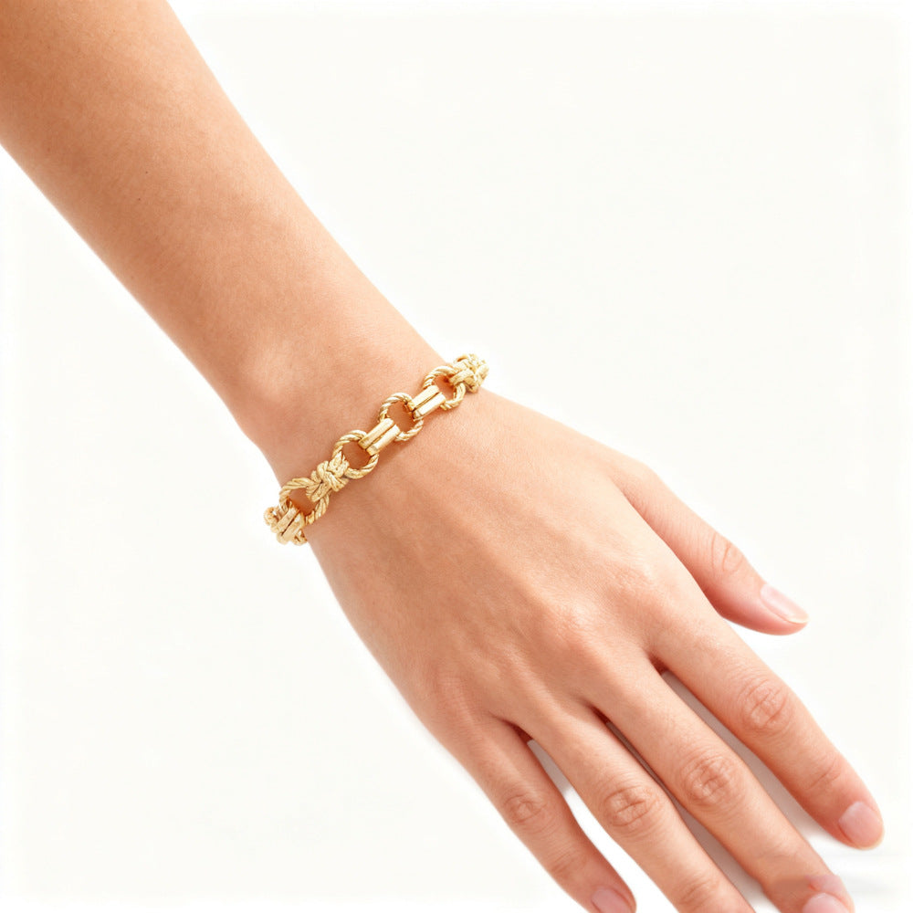 Women's & Men's Fashion Exquisite Double Buckle Metal Thick Bracelet