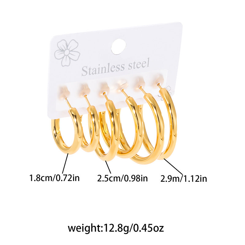 Women's & Men's Unique Gold-plated Stainless Steel For Simple Graceful Stud Earrings