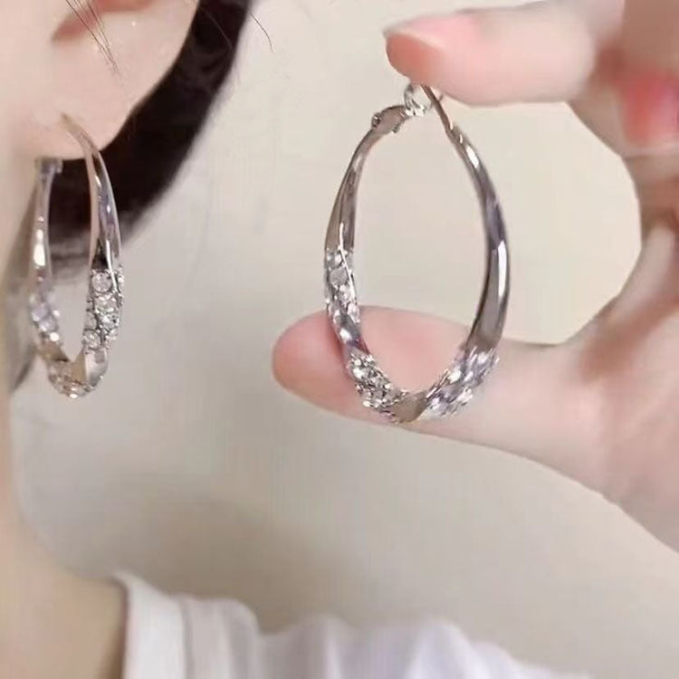 High-grade Ear Sier Zircon Big Hoop Trendy Rings