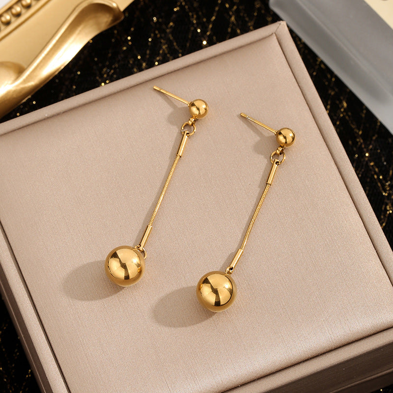 Women's French Fashion Exaggerated Personalized Geometric Simple Metal Ball Earrings