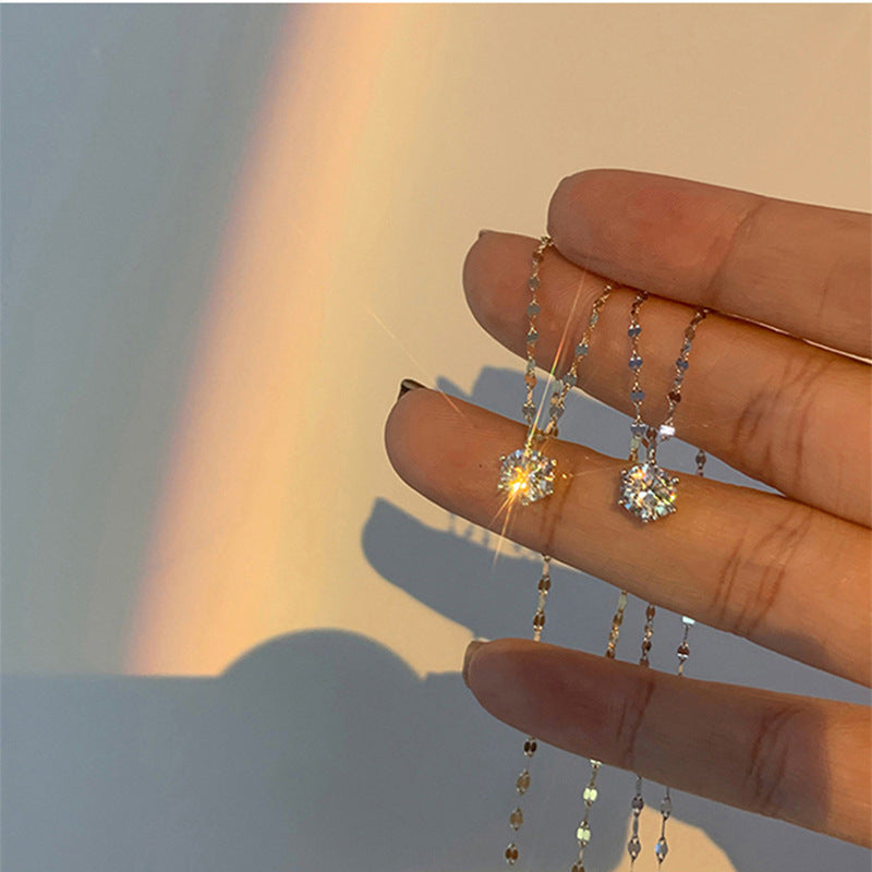 Women's For Niche Design Single Diamond Clavicle Pendants