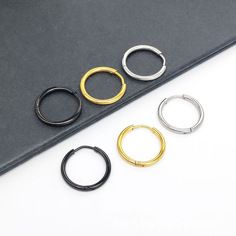Women's & Men's Simple Thin Needle Circle Clip Titanium Ear Line