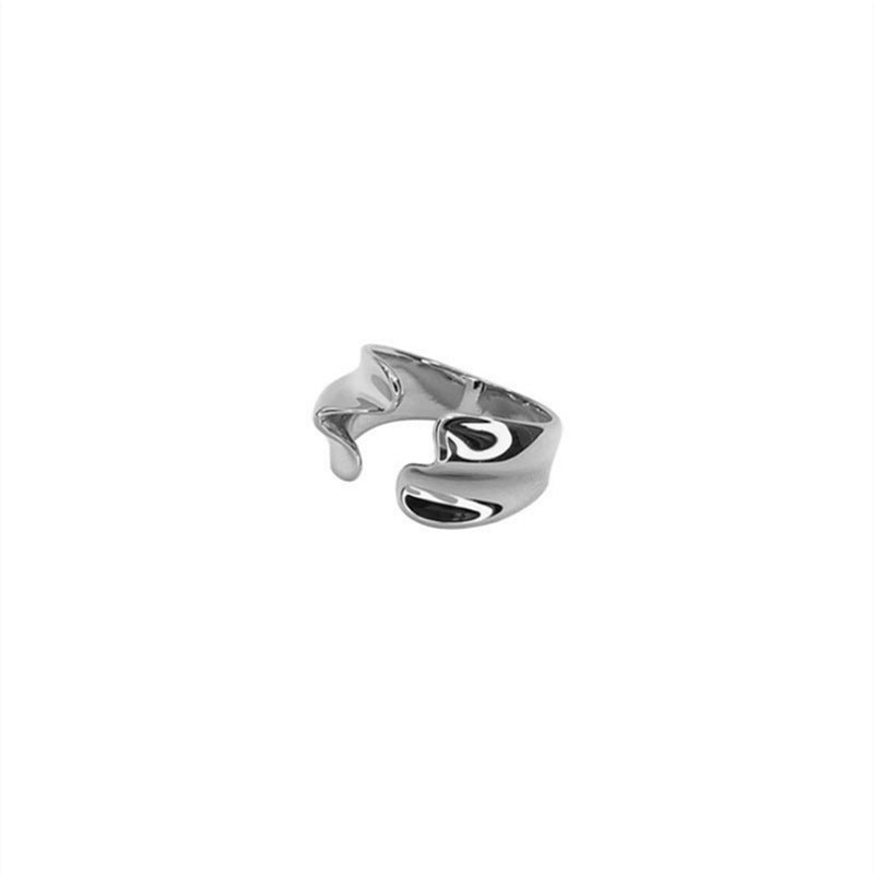Personalized Cold Metal Pleated Wave Flower Ring