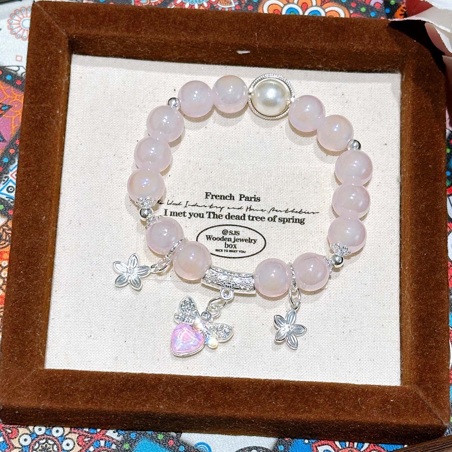 Stall Glass Glaze Female Pearl Love Cultural Creative Girlfriends Bracelets