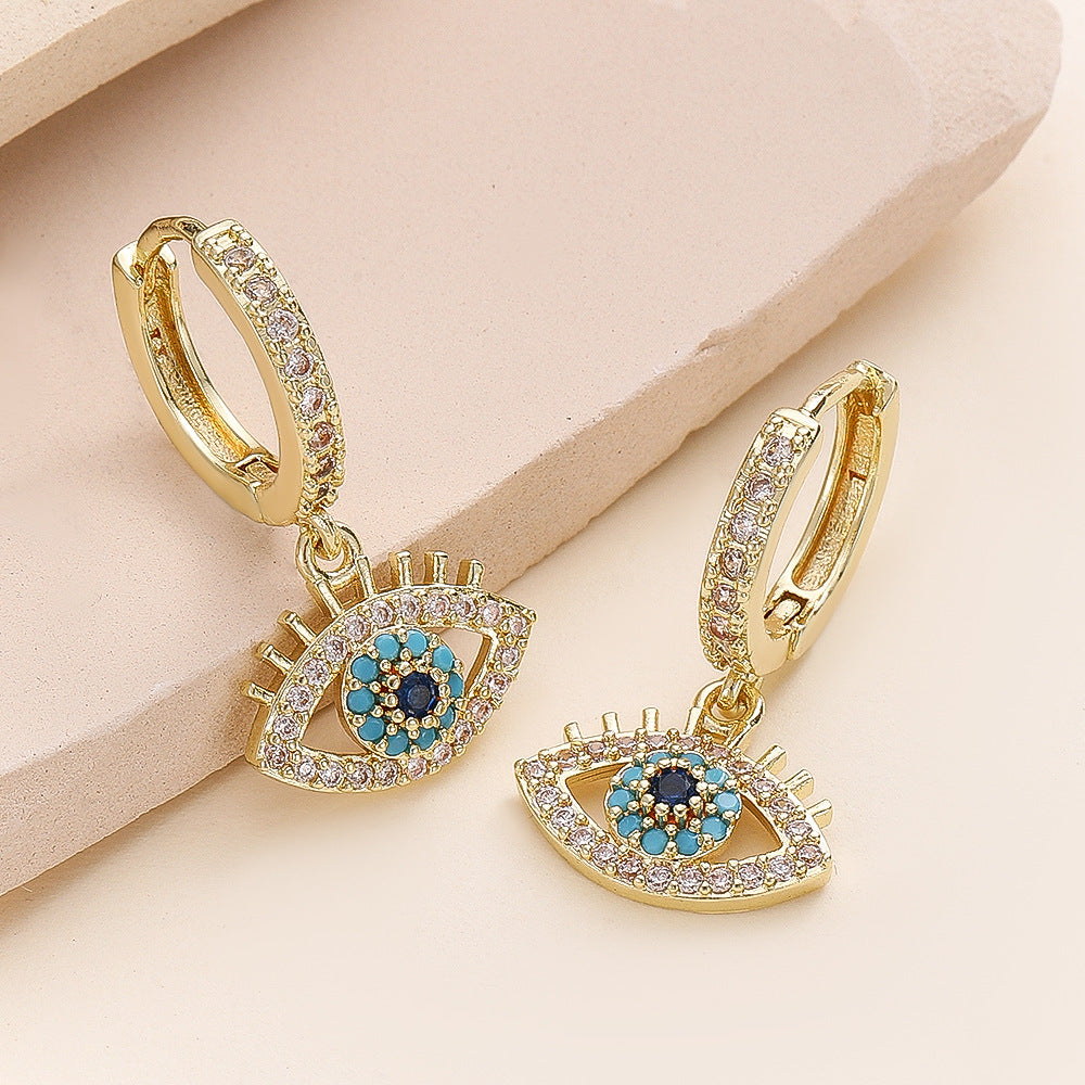 Eye Zircon Temperament Female Dripping Eyes Earrings