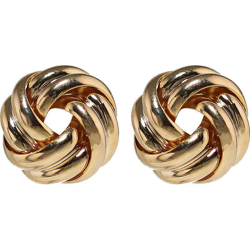 Simple Circle Twist Knotted Golden Ball Earrings