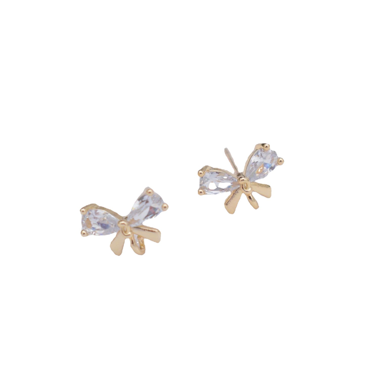 Color Retention Gilded Pure Sier Ear Pin Bow With Handmade Rings