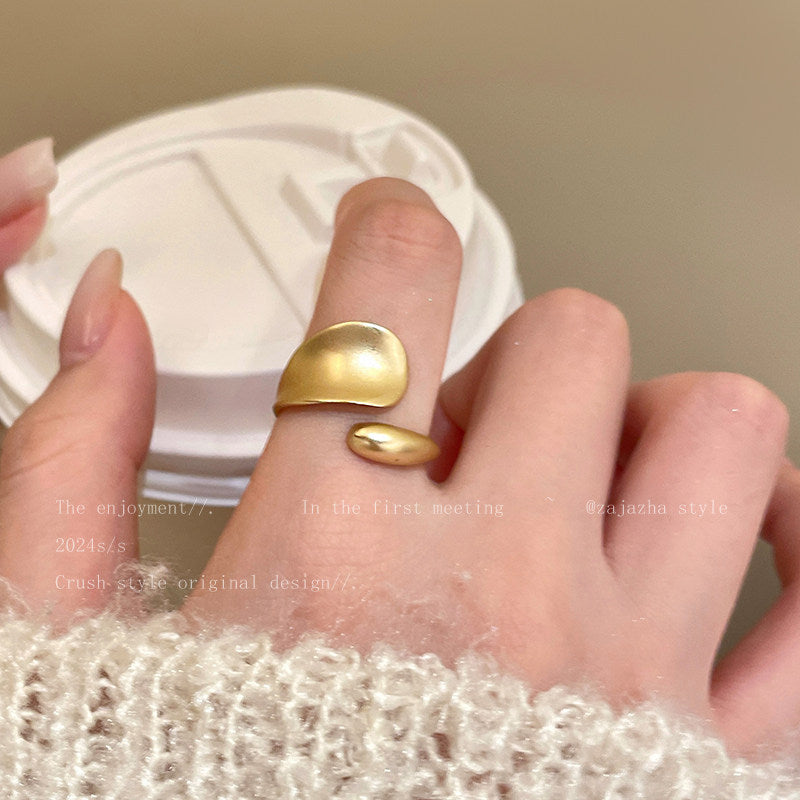 Women's Irregular Gold Matte Niche Design Index Finger Light Luxury High-grade Rings