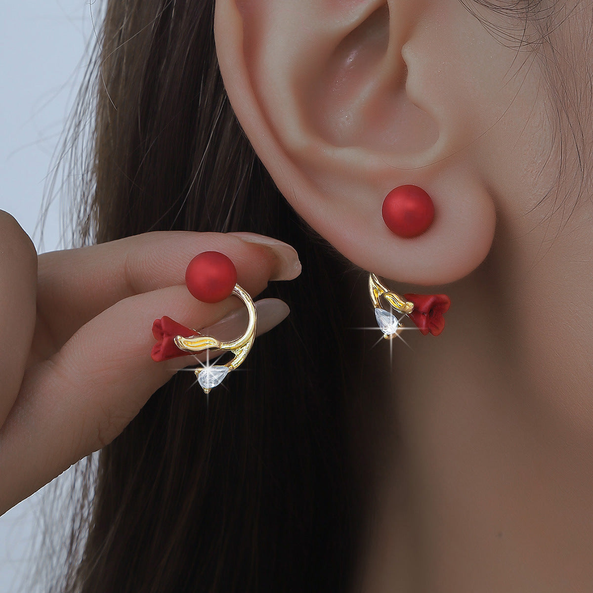 Classic Style Design Tulip Pearl Korean Earrings