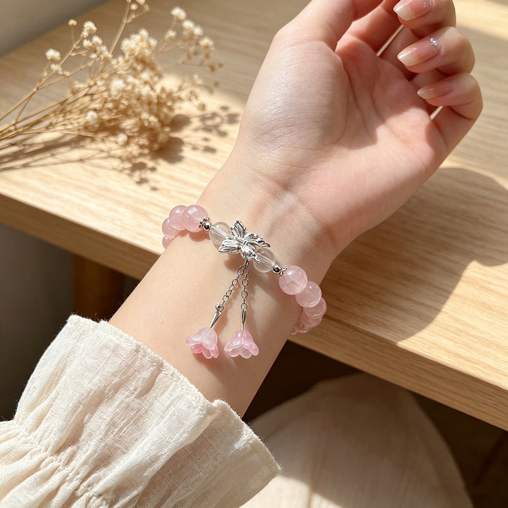 Glaze Butterfly Lily Design Female High-grade Sweet Girlfriends Bracelets