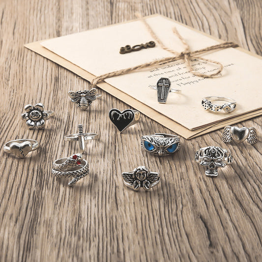 Angel Owl Exaggerated Skull Snake Bee Rings