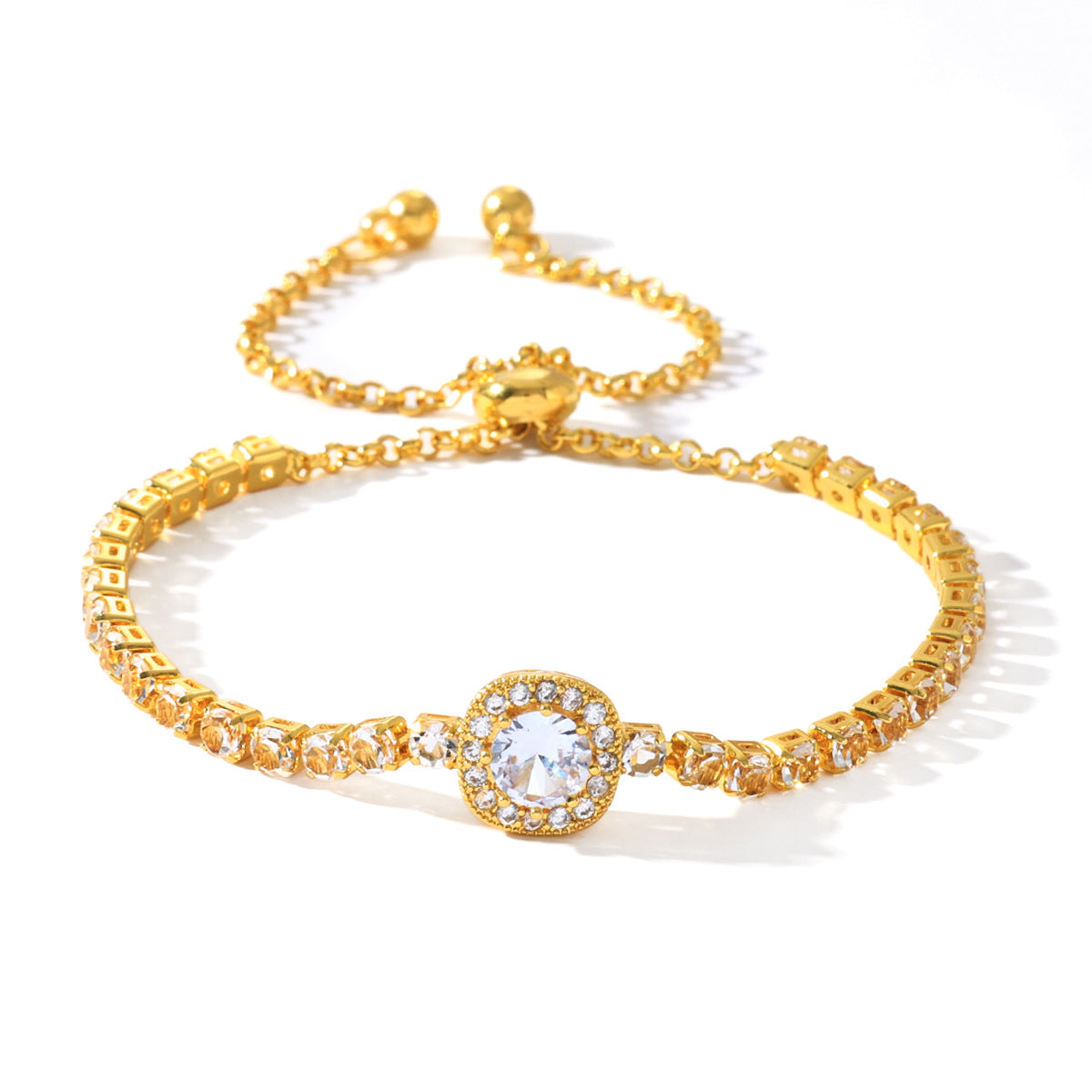 Women's Fashionable Rose Gold Loving Heart Zircon Simple Alloy Bracelets