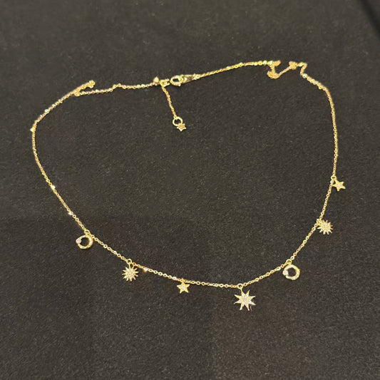 Style Mo Sun Moon Star Low-key Exquisite Tassel Clavicle Chain Necklaces
