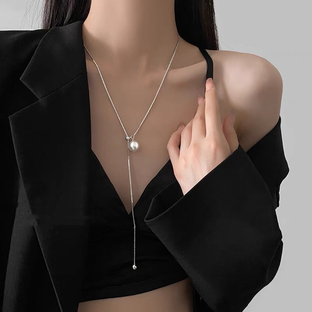 Women's Adjustable Pearl Long Sweater Chain Light Luxury Necklaces