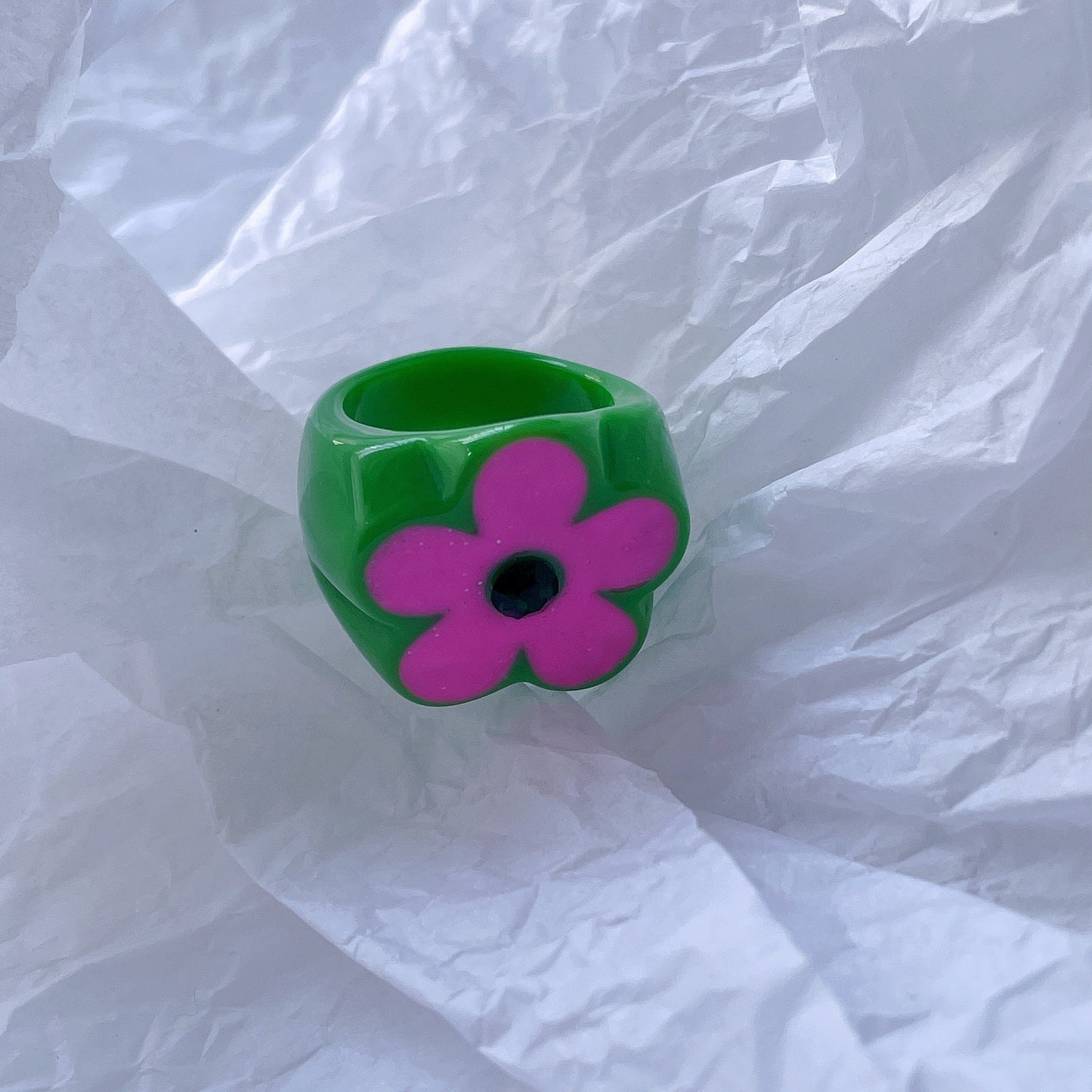 Petal Flower Female Illustration Dripping Fashionable Design Light Luxury Classic Ring