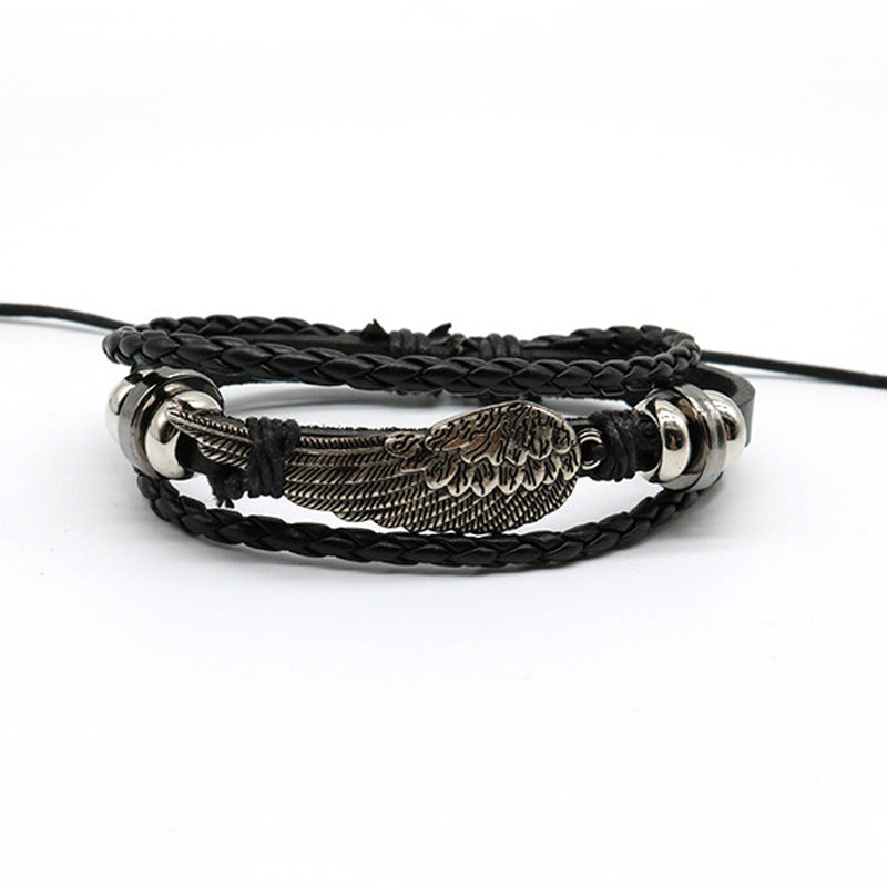 Evil Costume Feather Ghost Head Leather Bracelets