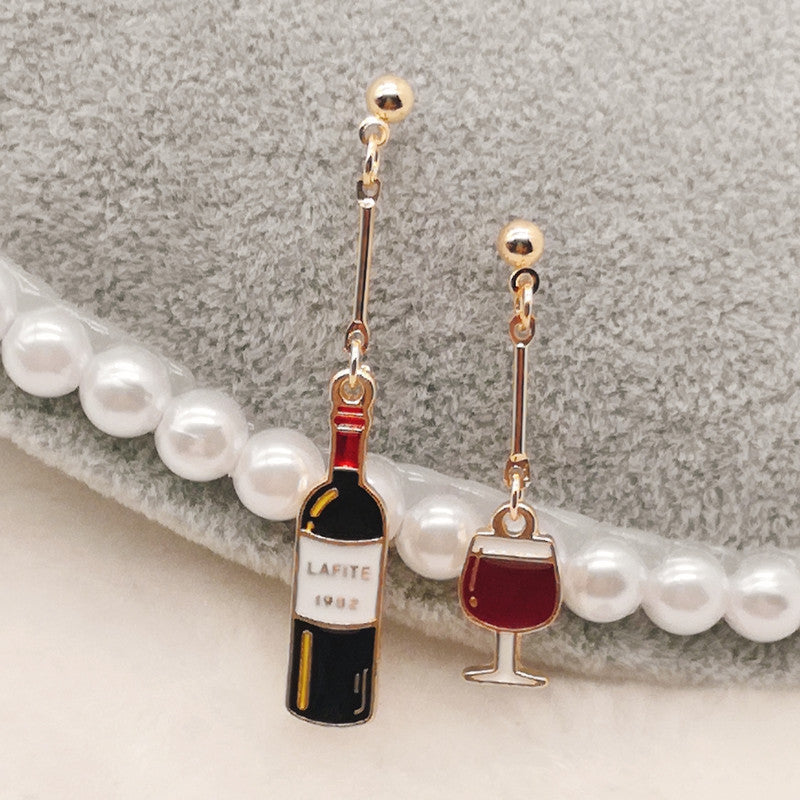 Enamel Wine Glass Red Mini Food Gifts Earrings