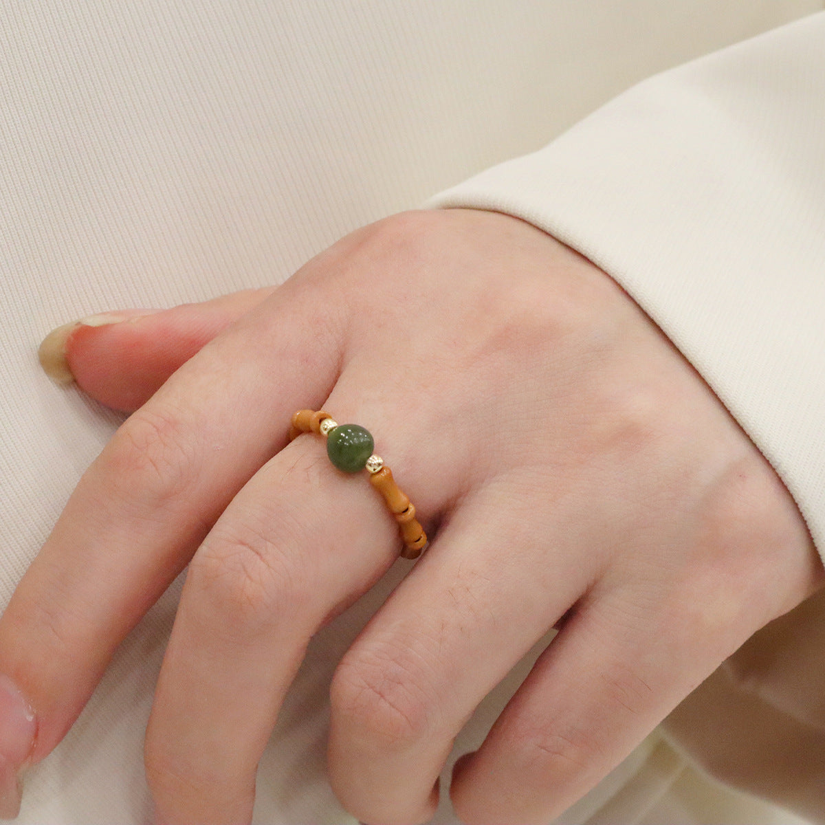 Joint Olive Nut Bodhi Jade Cat's Paw Elastic Rings