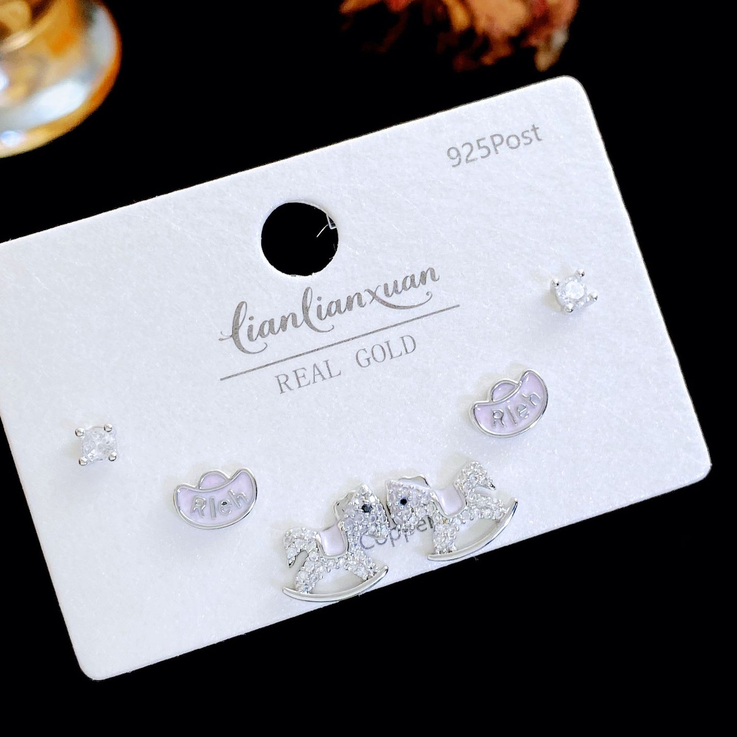 Women's Needle Simple Series Three Pairs Storage Ear Rings