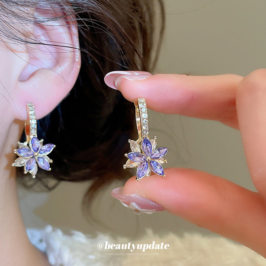 Flower Clips French Retro Fashion Delicate Light High Sense Ear Buckle