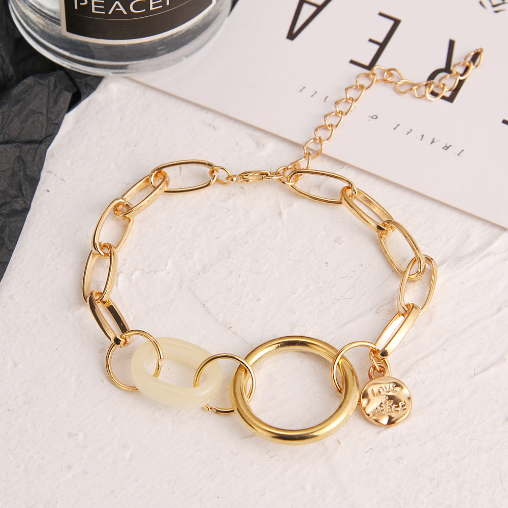 Round Punk Pearl Heart Chain High-grade Fashion Simple Bracelets