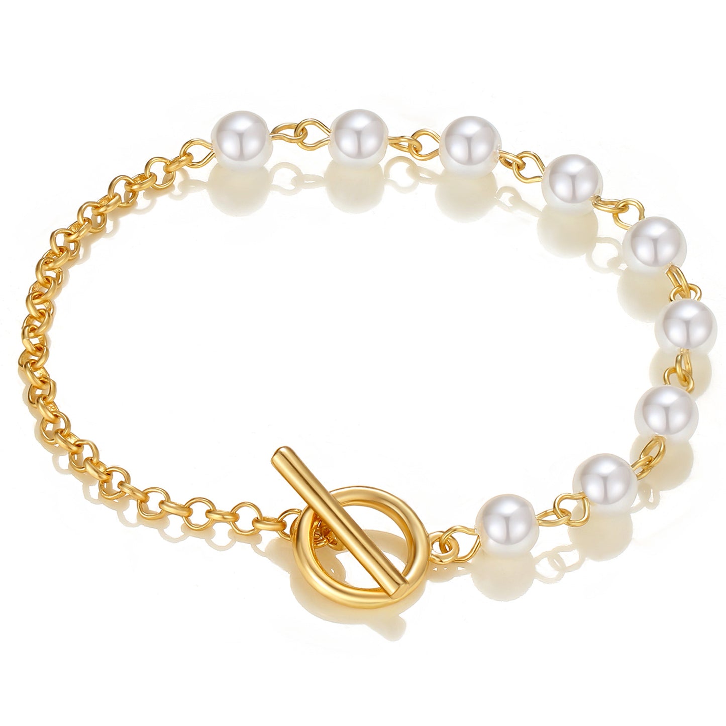 French Entry Lux Irregular Pearl Alloy Simple Bracelet