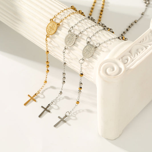 Beads Three-color Cross Virgin Lady Fashion Necklace