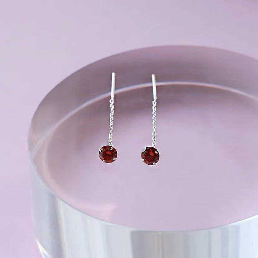 Women's Sterling Sier Simple Temperamental Inlaid With Diamond Eardrops Ear Line