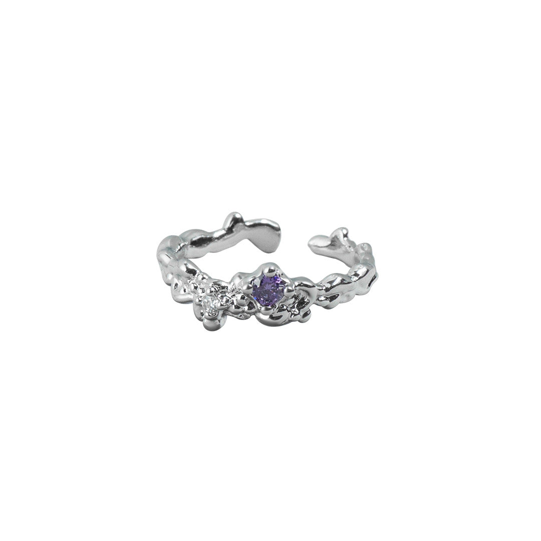 Korean Niche Design Purple Zircon Texture Cold Rings