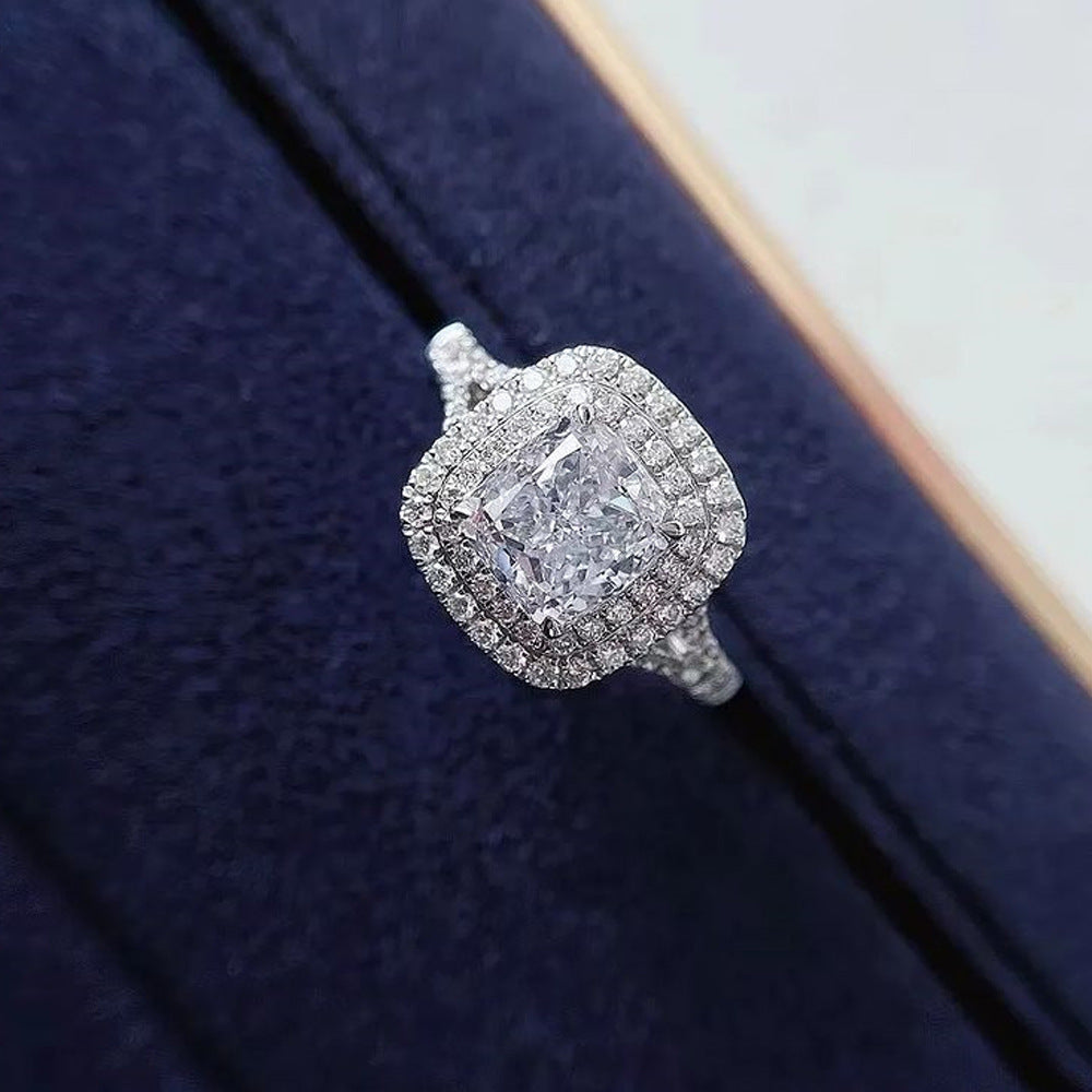 Eight Hearts Arrows Zircon Imitation Moissanite Female Male Six Claw Ring