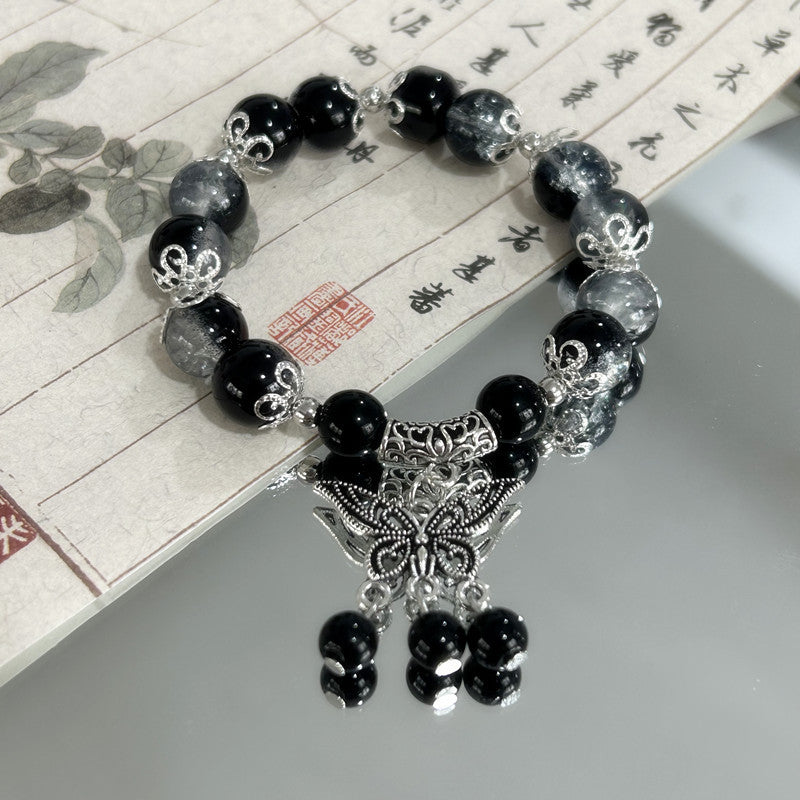 Ruins Butterfly Tassel Starry Sky White Sweet Glaze Bracelet