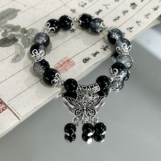Ruins Butterfly Tassel Starry Sky White Sweet Glaze Bracelet