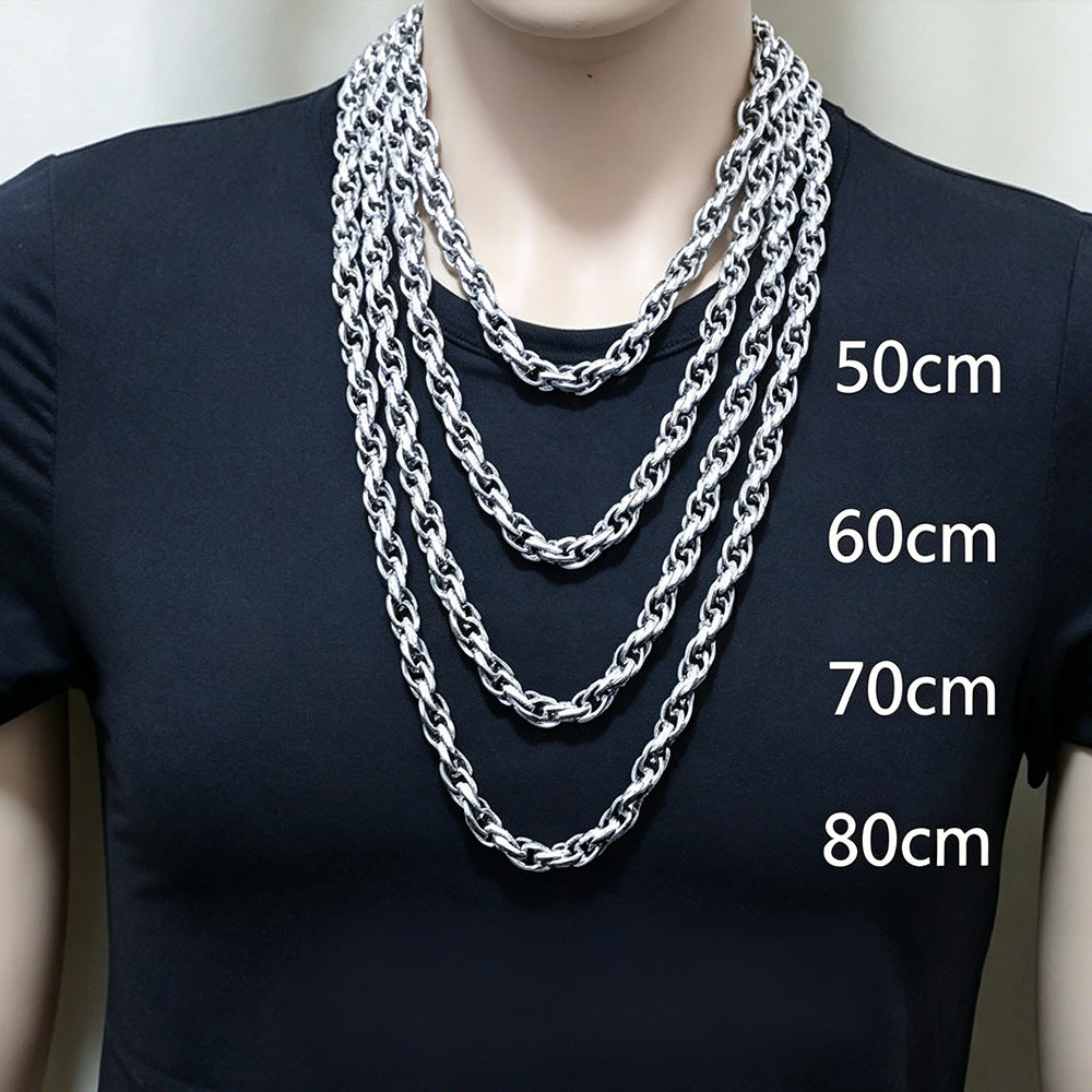Women's & Men's Stainless Steel Twist Titanium Simple Personality Twisted Chunky Necklace